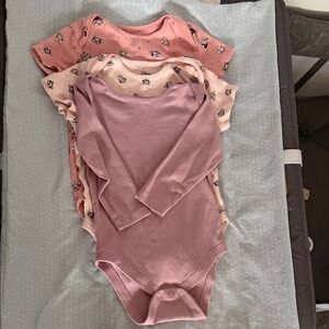 SOLD‼️Primark Baby Girls Pink & Mauve Long Sleeve Bodysuits - 3 Pack